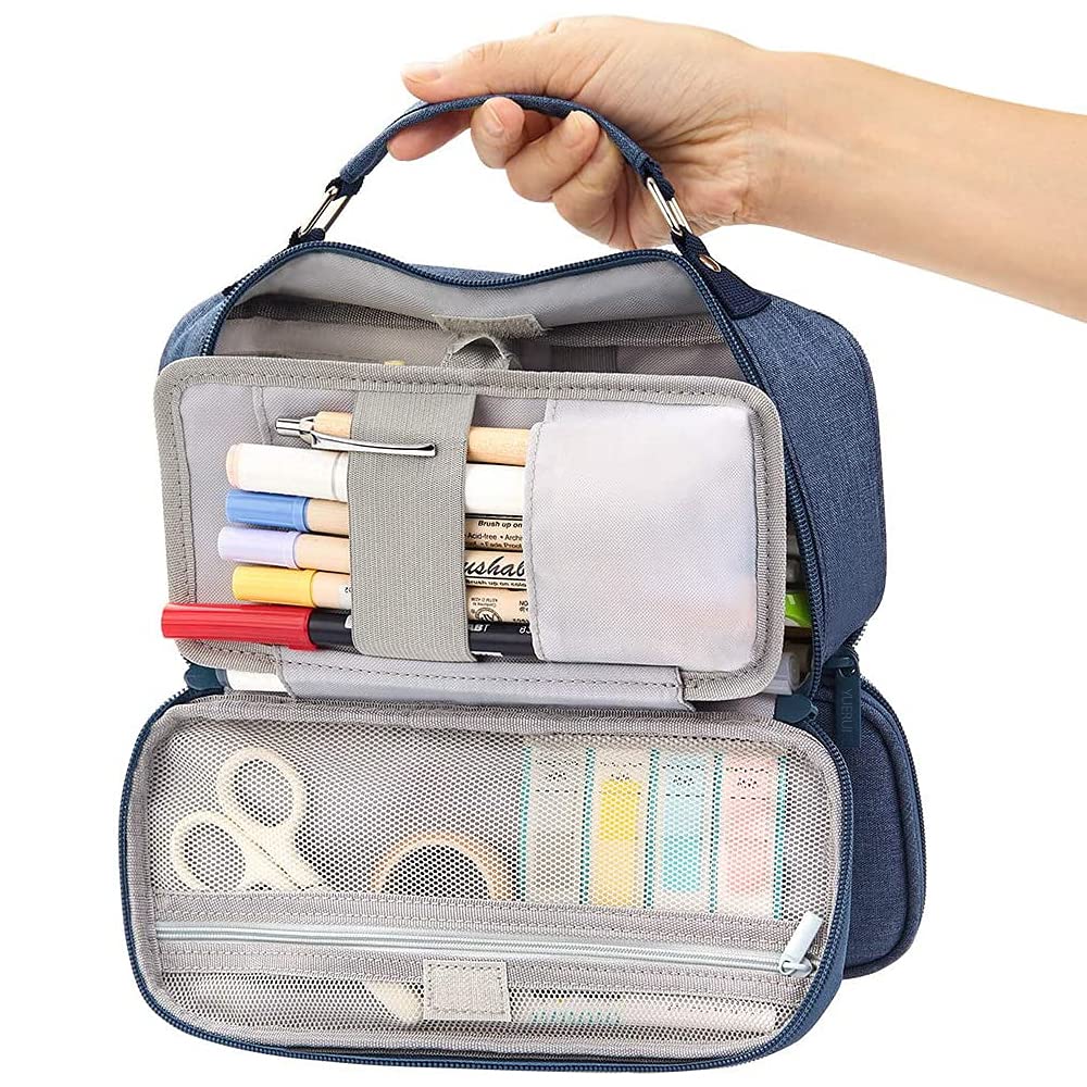 EULANT Large Pencil Case Big Capacity Teenagers Students, Portable Pencil Bags/Makeup Bag/Cosmetic Bags for Office School Travelling,Blue