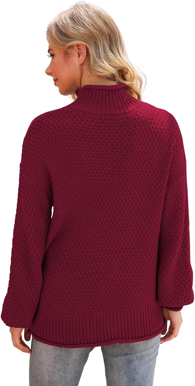 Jouica Womens Turtleneck Oversized Sweaters Batwing Long Sleeve Pullover Loose Chunky Knit Jumper at  Women’s Clothing store