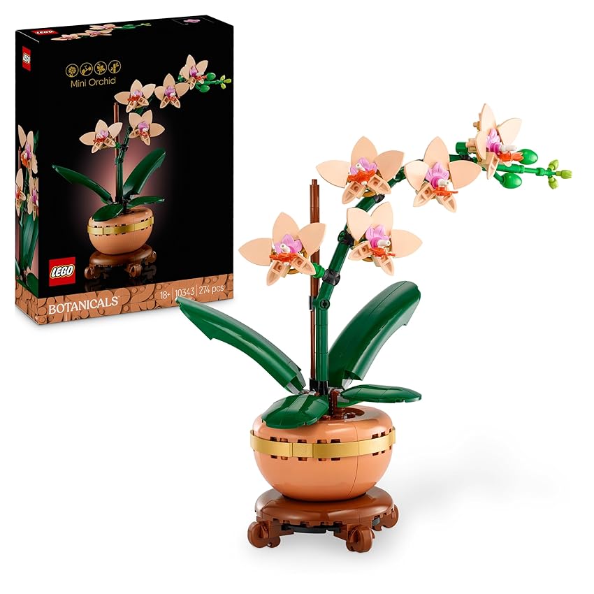 LEGO Botanicals Mini-Orchidea - Fiori Finti con Vaso, Bocciolo e Foglie Artificiali da Costruire