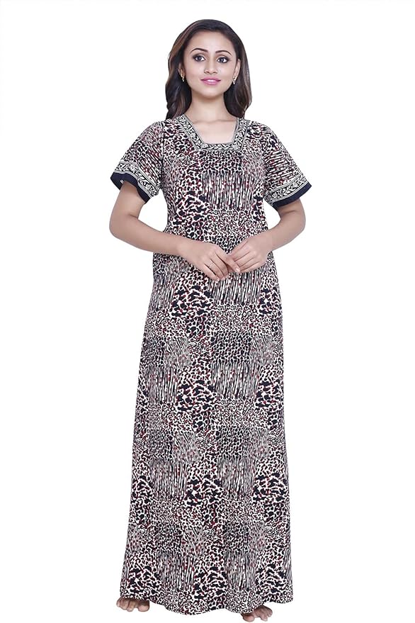 Buy NOTTI NIGHTIES Cotton Printed Half Sleeves Square Neck Nightie Nightdress for Womens at 
