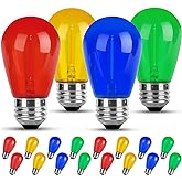 We Charger Colored Led String Light Bulbs16 Pack for Replacement, S14 Multi-Color Bulb with E26 Screw Base, Red/Green/Blue/Yellow RGB Bulbs for Wedding Christmas Party Bar Mood Ambiance Decor