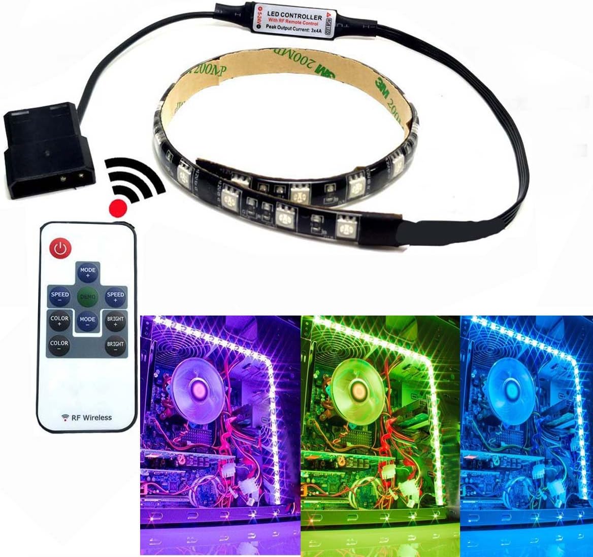 PC Case Light RGB LED Strip Light with Remote Control and for