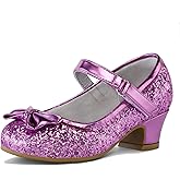 K KomForme Girl's Dress Shoes Mary Jane Glitter 1.5 in Low Heel Wedding Party Princess Shoes for Toddler/Little/Big Kids