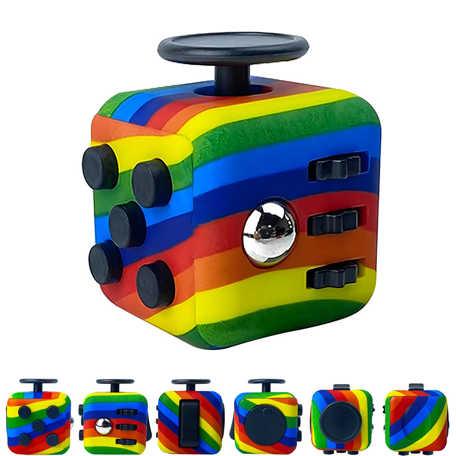 ZCOINS Fidget Toys Cube 6 Sides for Adult Anxiety Stress Relief, Sensory Finger Toy for Office Classroom, Gift for Adults and Kids Aged 14+