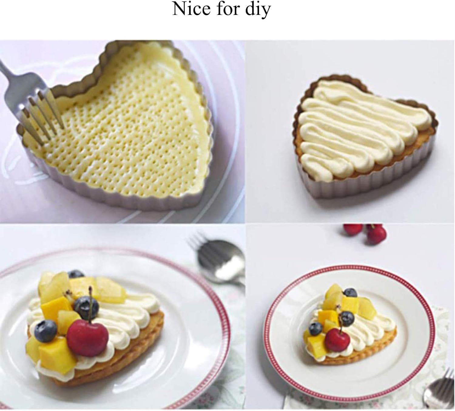 Tarte Au Chocolat Mini Gateau Cuisson Maison Moule A Tarte Tarte A Fond Amovible Pour Mini Quiches Moule A Quiche De Cœur Moule A Gateau Rond Soundzero 4 Pieces Moules A