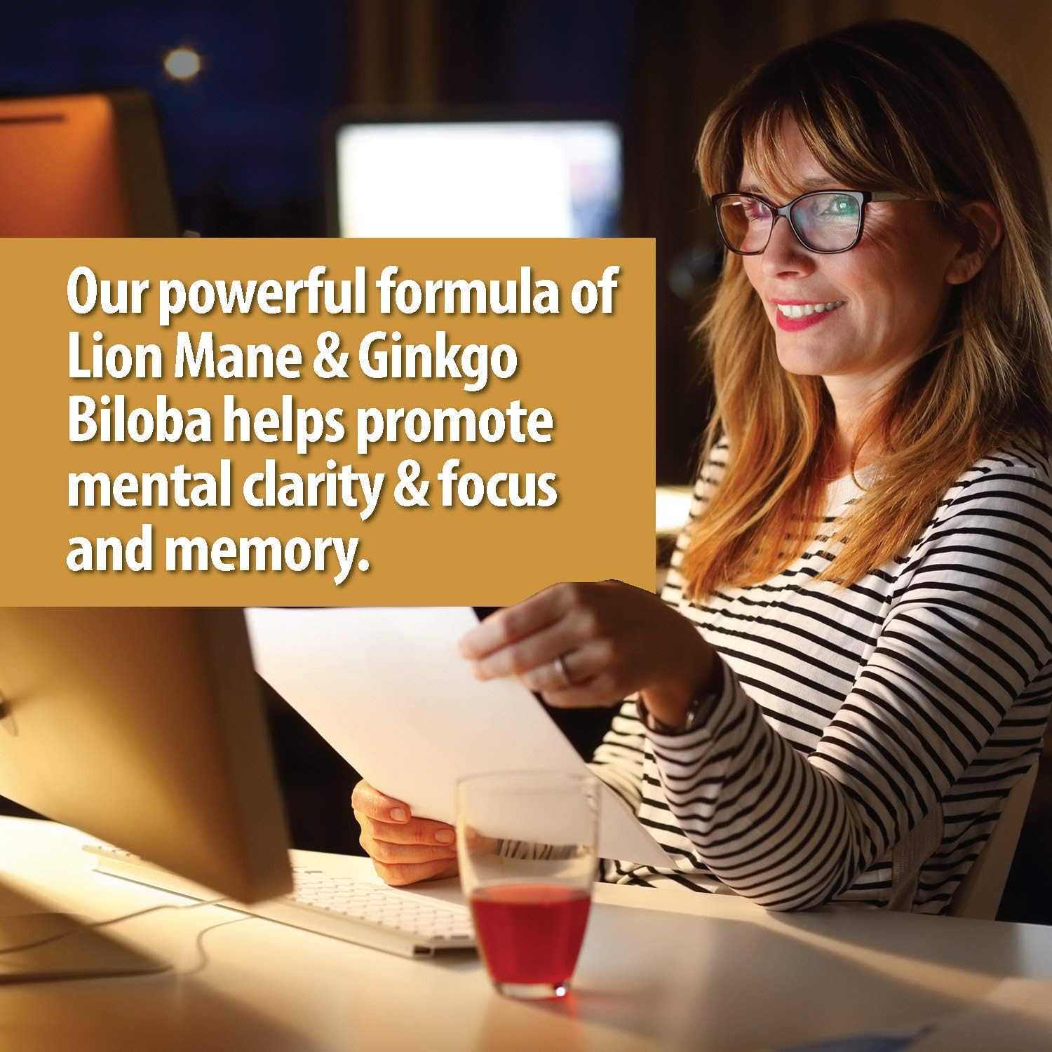 Organic Lions Mane Mushroom Capsules 5400mg, Ginkgo Biloba 120mg - Lion's Mane Ginko Biloba Memory Supplement for Nootropic Brain & Mental Clarity, Ginko Smart Maximum Focus and Memory, 2-Month Supply: Health & Personal Care