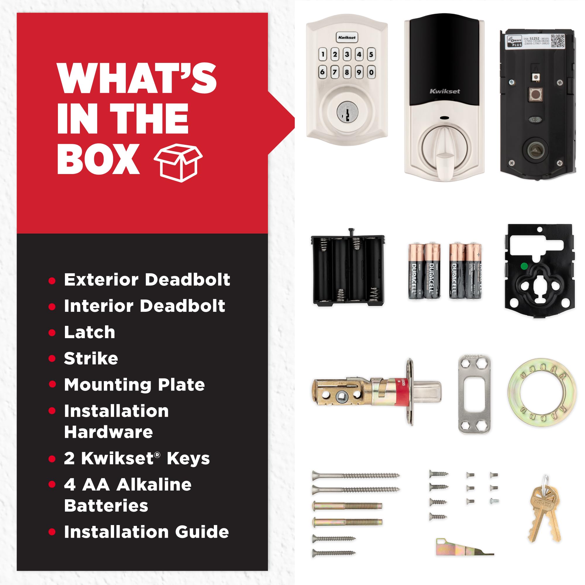 Kwikset HomeConnect 620 Z-Wave Long Range Enabled Keypad Smart Lock Convenient Keyless Entry, Customizable User Codes, Ring Alarm Compatible, Hub Required, Sold Separately Satin Nickel Traditional