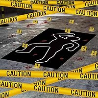 16 Pieces Halloween Crime Scene Decorations Kit Murder Mystery Dinner Party Game Supplies Includes Body Silhouette Crime Scen