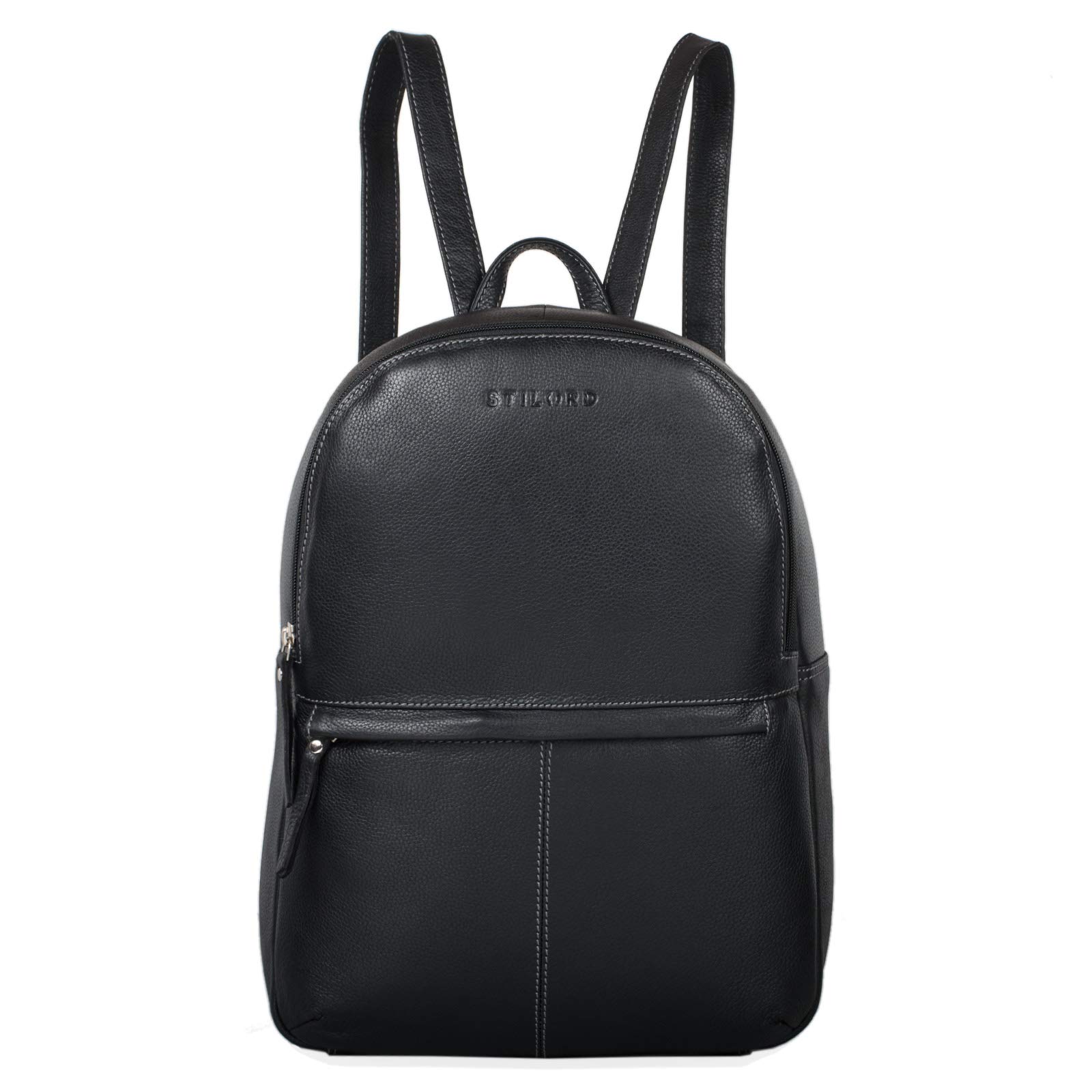 STILORD "Conner" Leather Backpack Large Vintage Daypack Backpack Uni Backpack Handbag Business 13.3 Inch Laptop A4 Genuine Cowhide Leather Colour:Black