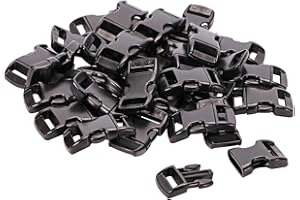 Plastic Curved Buckle, Penta Angel 30Pcs 3/8inch Black Small Contoured Side Quick Release Buckle for DIY Bracelets Collar Str