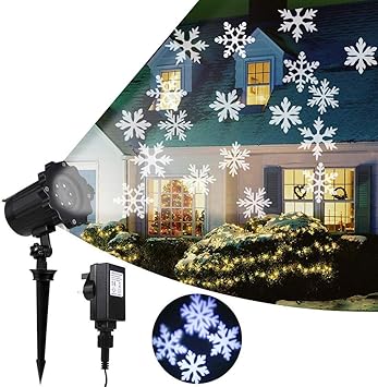 LJIANW Luces De Tierra Navidad Luces del Proyector Copo De Nieve