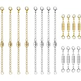 16pcs Magnetic Necklace Extenders for Women, Adjustable Chain Extension Locking Magnetic Jewelry Clasps and Closures Lobster Clasp Jewelry Making Accessories for Bracelets Anklets