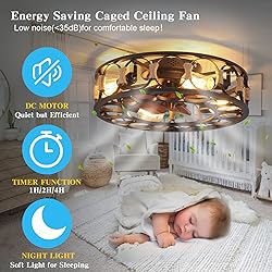 BUXVRCS 19.68'' Flush Mount Caged Ceiling Fan with