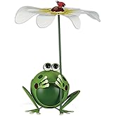 Sunset Vista Designs MF454 Outdoor Garden Sculptures Painted Metal Statue and Yard Decoration, 18.5", Frog W/Daisy