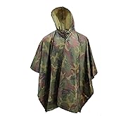 M MCGUIRE GEAR Hooded Military Rain Poncho, Outdoor Emergency Rain Jacket, Waterproof Poncho for Adults, Hiking, Camping