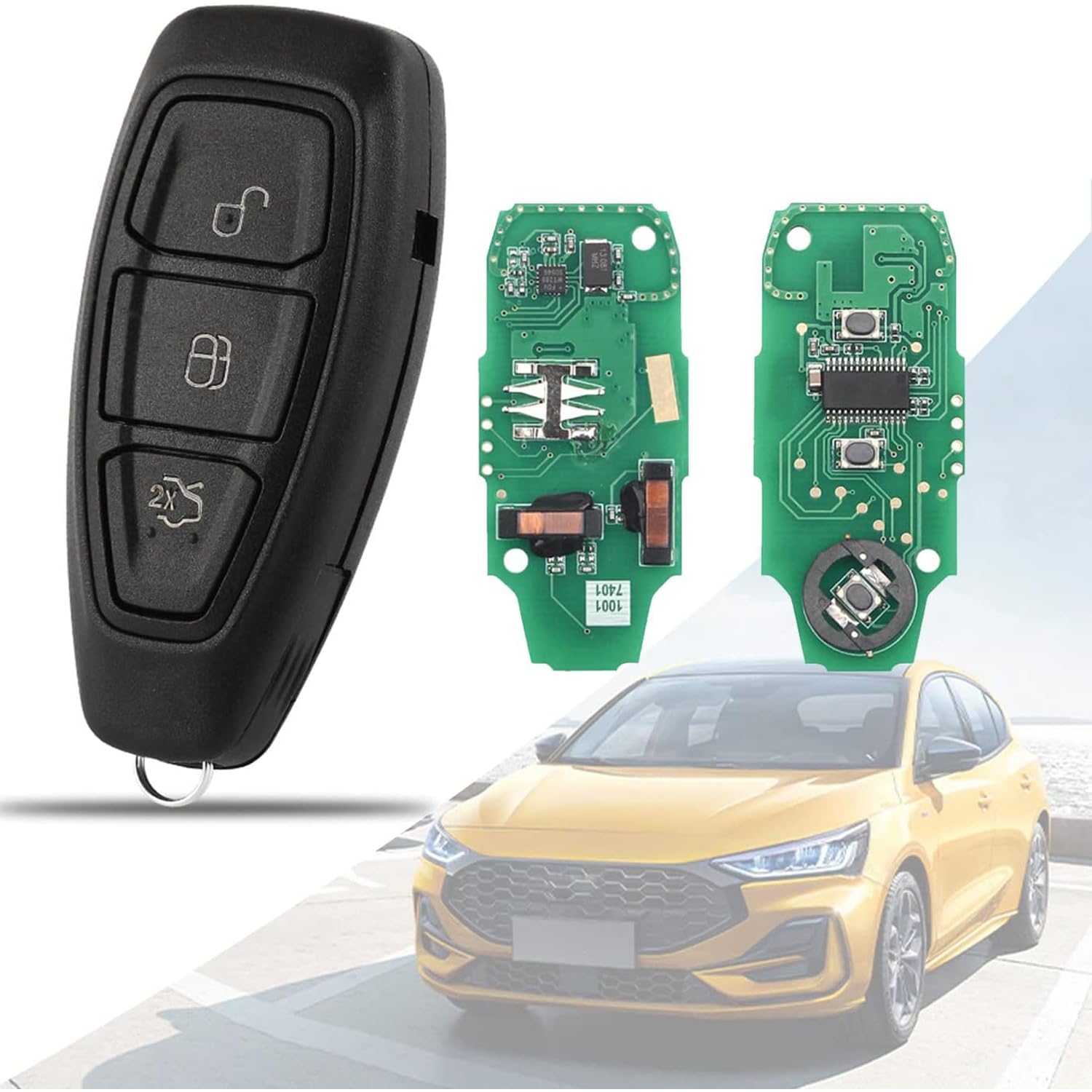 AULESSE 3 buttons Smart Full Remote Car Key 433MHz fob for FORd Fiesta Focus Kuga Grand S-Max C-Max Mondeo Galaxy Monde 2007-2015 Remote Key Shell Case For KR55WK48801 with 4D63 Chip