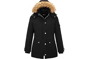 Soularge Women's Winter Plus Size Waterproof Thicken Puffer Coat with Faux fur Hood
