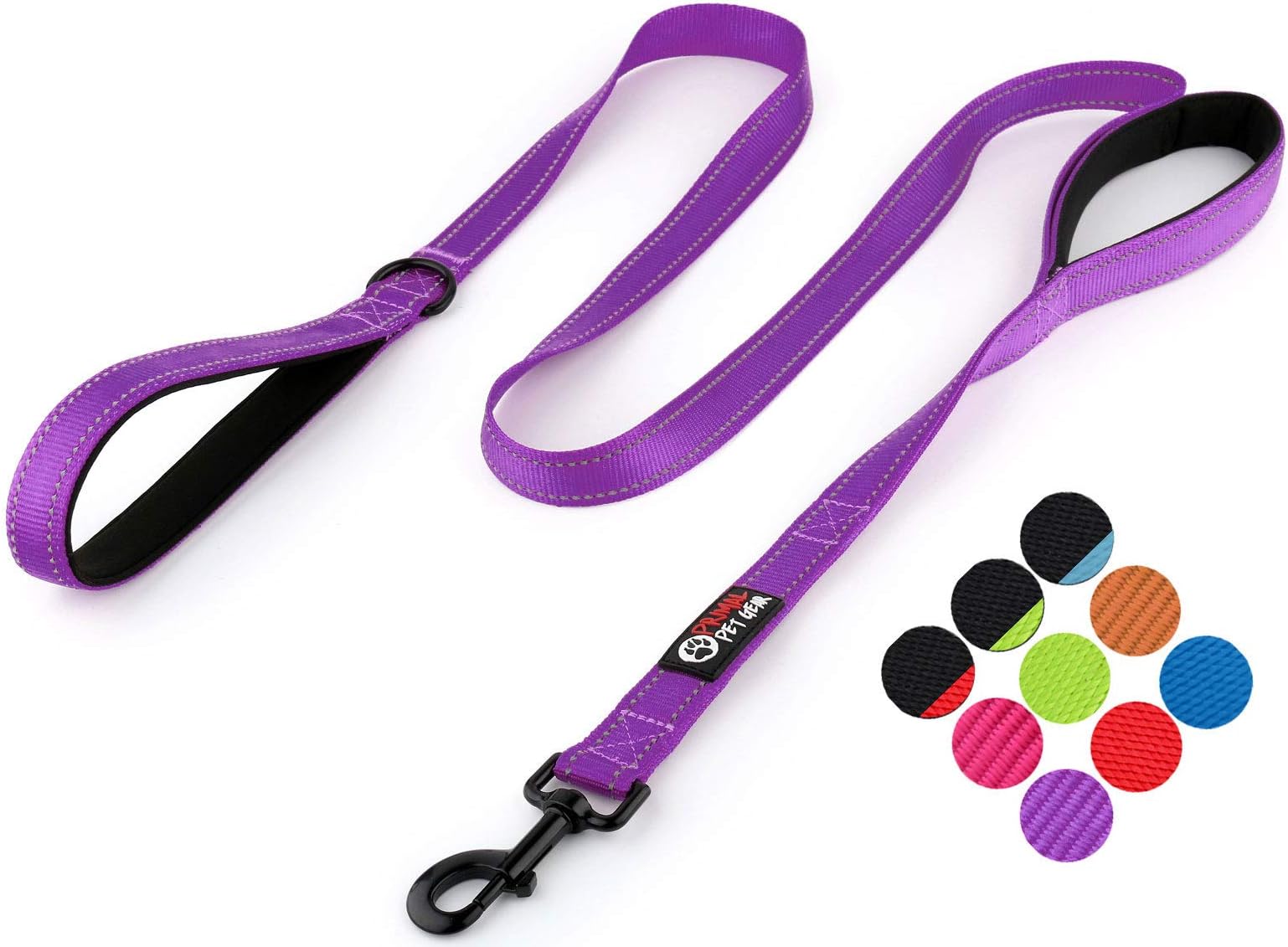 Primal Pet Gear Dog Leash 6ft Long,Traffic Padded Two Handle,Heavy Duty,Reflective Double Handles Lead for Control Safety Training,Leashes for Large Dogs or Medium Dogs,Dual Handles Leads(Purple)