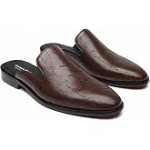 Erphpre Paul Mens Black Backless Loafers Genuine Leather Mules Shoes