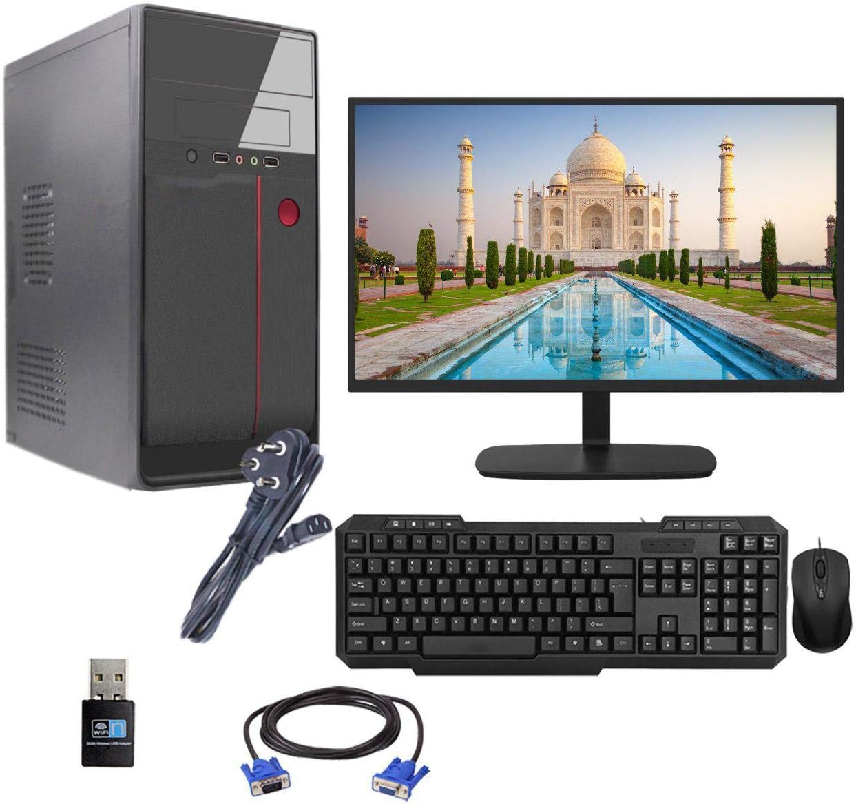 DHAGAN Desktop Computer PC (Core I7 1st Gen CPU / H55 Motherboard / 8GB DDR3 RAM/ 18.5” Monitor/WiFi) Pre-Installed Windows 10 & MS Office (Trail Version) and Antivirus (Free Version) (240 GB)