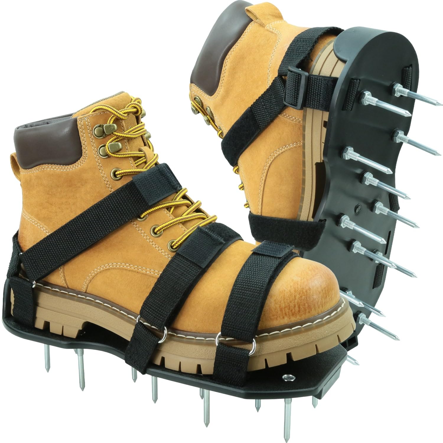 Lawn Aerator Shoes with Dual Straps On Instep Heavy Duty Spiked Aerating Sandals Shoes for Effective Aerating Universal Size Pre-Assembled Lawn Scarifier and Aerator for Lawns Yard Patio Garden Grass