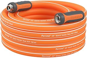 Fevone Garden Hose 12 ft., Lightweight Hybrid Water Hose, Flexible and Durable, Leak-Free Connections