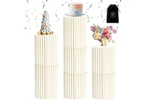 FUROSA Cylinder Stands for Party with Storage Bag - 7PCS Cylinder Pedestal Stand, Foldable Cardboard Column Cake Stands for Party in Any Combination, Pedestal Stand for Parties , Wedding decor Birthday Decor