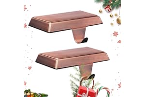 HOMJOY 2 Pack Metal Christmas Stocking Holders for Mantle Heavy Duty Stocking Hangers Stocking Hook Christmas Ornaments for Counter Tables Window Fireplace Mantle Decoration (Bronze)