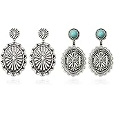 Western Earrings for Women Vintage Concho Turquoise Dangle Country Concert Western Outfit
