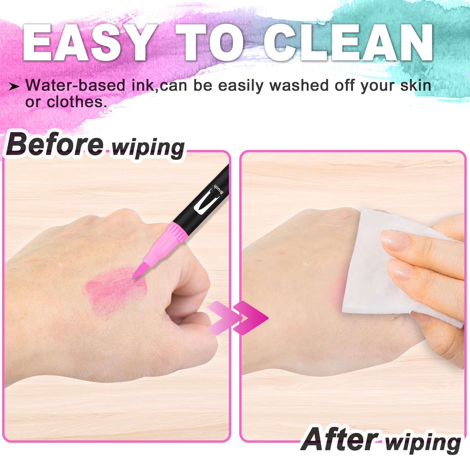 wonsar Dual Brush Pen Set: Filzstifte 24 Farben Dicke und Dünne Pinselstifte Marker Fineliner Aquarell Für Bullet Journal, Malbücher, Handlettering, Mandala stifte Malstifte Für Kinder und Erwachsene 4