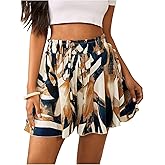 Milumia Women's Ditsy Floral Elastic Waist Skort Ruffle Hem Boho Short Skirt Skorts
