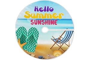 ALAZA Christmas Tree Skirt Decoration,Small Mini Tree Skirt Ornament 35.4 Inch with Holiday On Beach Summer with Flip-Flops Starfish and Shells for Christmas Party Holiday Home Decorations