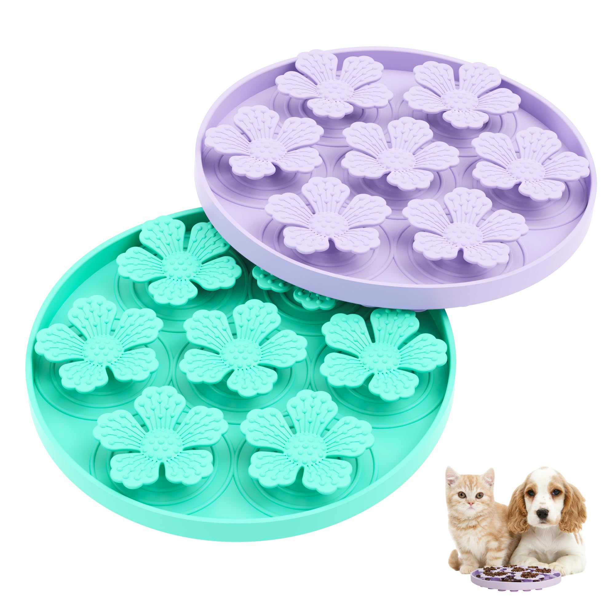 TUCANA 2PCS Lick Mat for Dogs & Cats, Stable Slow Feeding Pad with Suction Cups, Licking Treat Mat, Anxiety Relief, Build Healthy Good Eating Habit (Pack of 2)