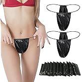 KYHOM 50 Pack Black Disposable Nonwoven Thong Panties for Women - Individually Wrapped (50 Count) G-String & Bikini Underwear for Spray Tanning & Spa, One Size