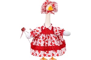 FuWeave Valentine's Day Goose Outfit Love Heart Lawn Porch Goose Clothes for 23" Statue Valentine's Day Outdoor Patio Yard Lawn Art Decoration (Love Lollipop)