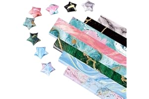 Paperkiddo 800 Sheets Origami Stars Paper 8 Different Designs of Marble Pattern for Paper Arts Crafts Kids Grown-ups School Teachers Folding Origami Star Paper Strips