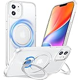 Anqrp 360° All-in-ONE Stand Case for iPhone 12/12 Pro Case with Rotatable Magnetic Kickstand Ring Holder, Compatible with Mag-Safe, MIL-Grade Shockproof iPhone 12/12 Pro Phone Cover, Mist Matte Clear