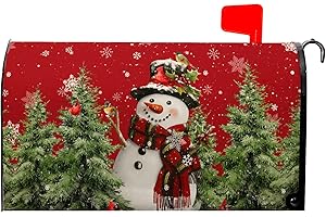 VentuCoven Christmas Snowman Mailbox Covers Winter Red Snowman Magnetic Mailbox Covers Xmas Tree Mail Box Wraps Standard Size 21x18 inch Home Decor Outdoor Yard Decoration for Garden