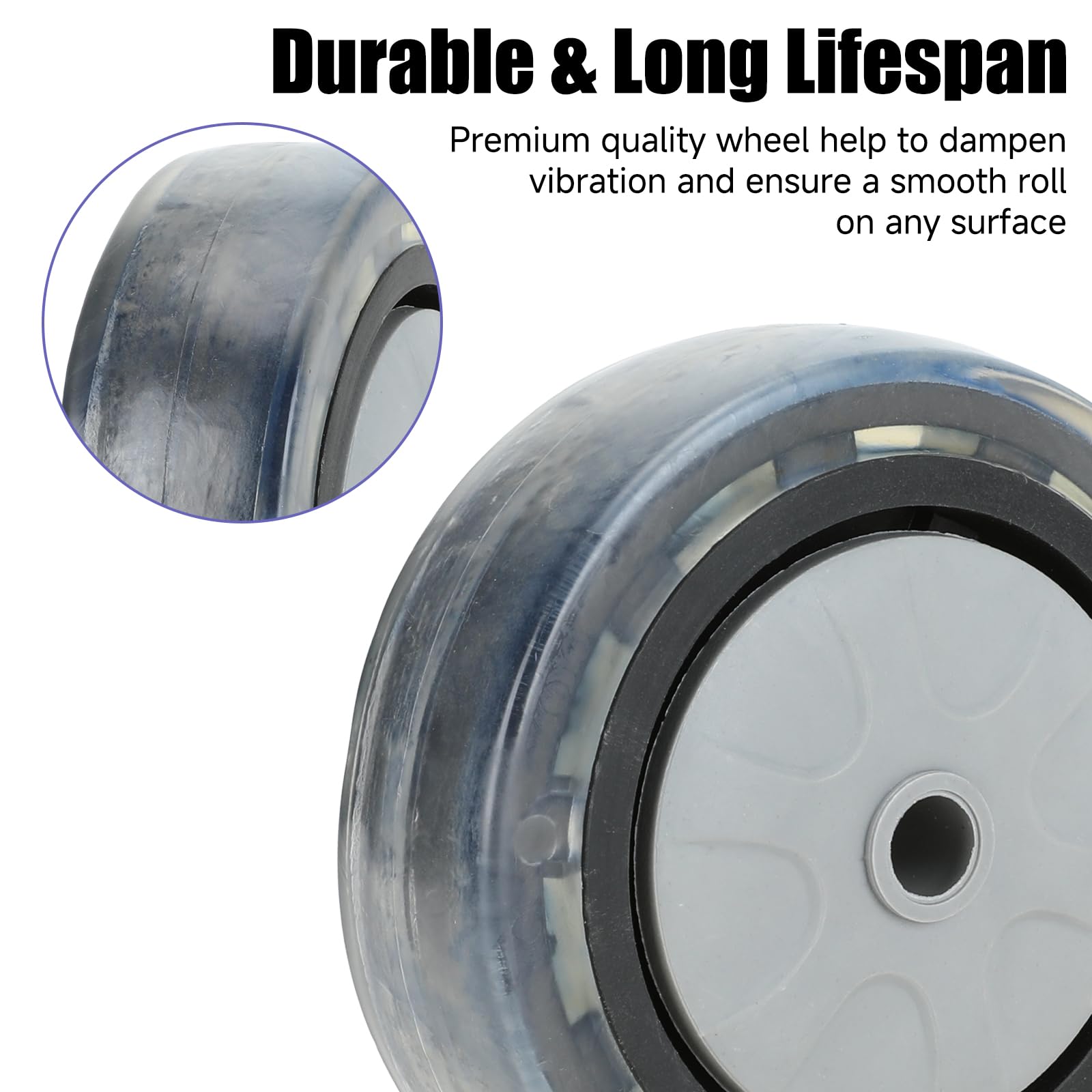 Front 4'' Quiet Rubber Wheel Replacement for Hoverboard Seat Attachment Hoverboard Go Kart Attachment Straps with Metal Mounting Plate Kit for Hover board Go Kart Accessories Parts Single Bolt
