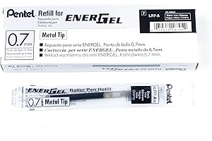 Refill for Pentel EnerGel (BL57, BL77, BL407, BL107, BL117, BL2007, K600, K611), 0.7mm, Black Ink, Box of 12