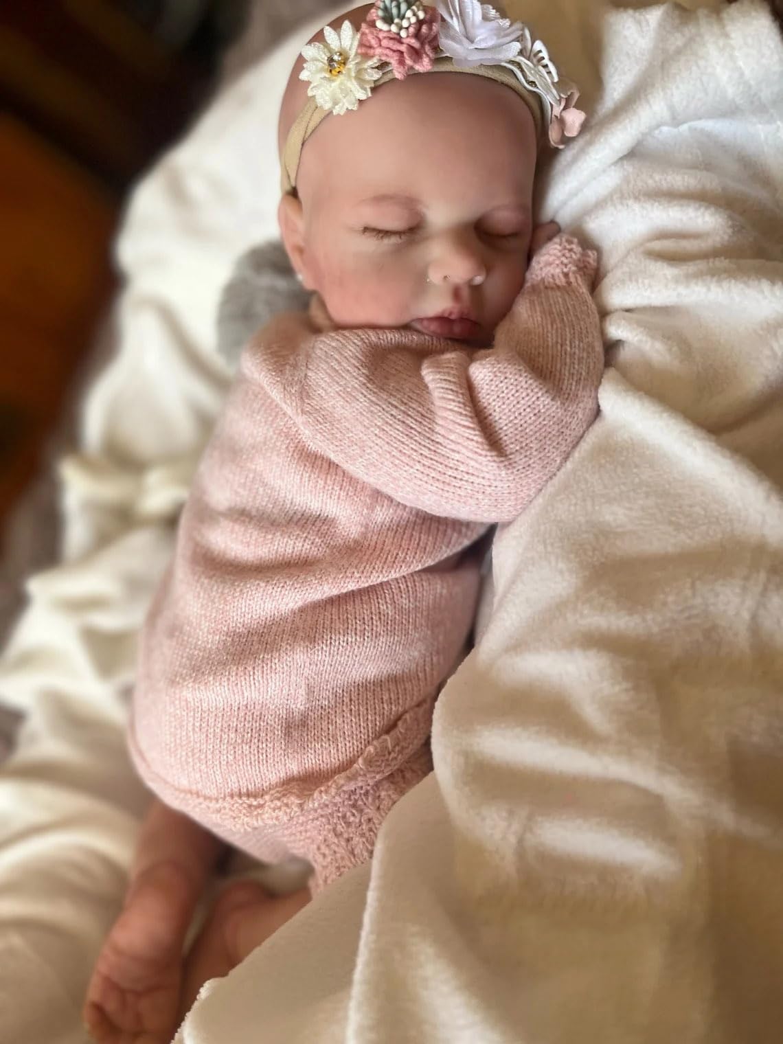 Pinky Reborn 20Inch 50cm Reborn Baby Dolls Girl Soft Silicone Bath Toys Real Life Sleeping Baby Dolls Newborn Baby Doll Best Xmas Gifts for Children
