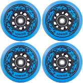 AOWISH Inline Skate Wheels, Outdoor Asphalt Formula, 4-Pack (Blue, 76mm) | 85A SHR Roller Hockey Wheels with ABEC-9 Bearings and Floating Spacers Compatible with Roller Blades, Scooters, RipStiks, etc