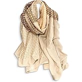 LumiSyne Women's Cotton Linen Scarf Letter Floral Print Ladies Scarves Lightweight Long Large Shawl Warm Sunscreen Stole Wrap