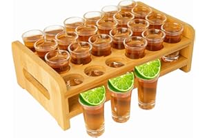 Shot Glasses Set 24pcs 0.5 Oz - 0.66 Oz / 15 Ml- 20 Ml Mini Shot Glasses with Tray Holder Organizer Clear Glass Cups Glasswar