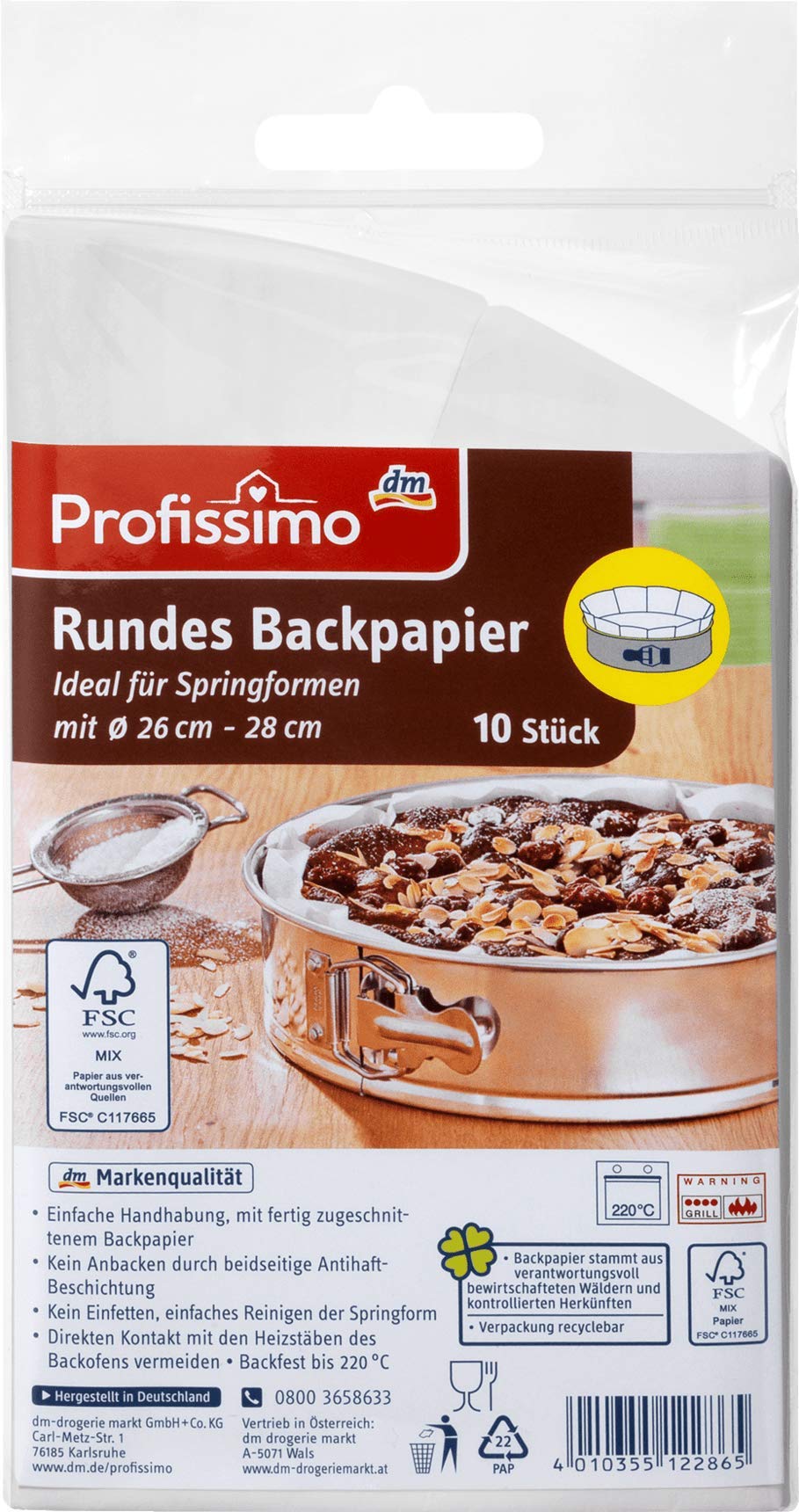 Profissimo Baking Paper Round (Diameter 26 cm - 28 cm), 10 Papers