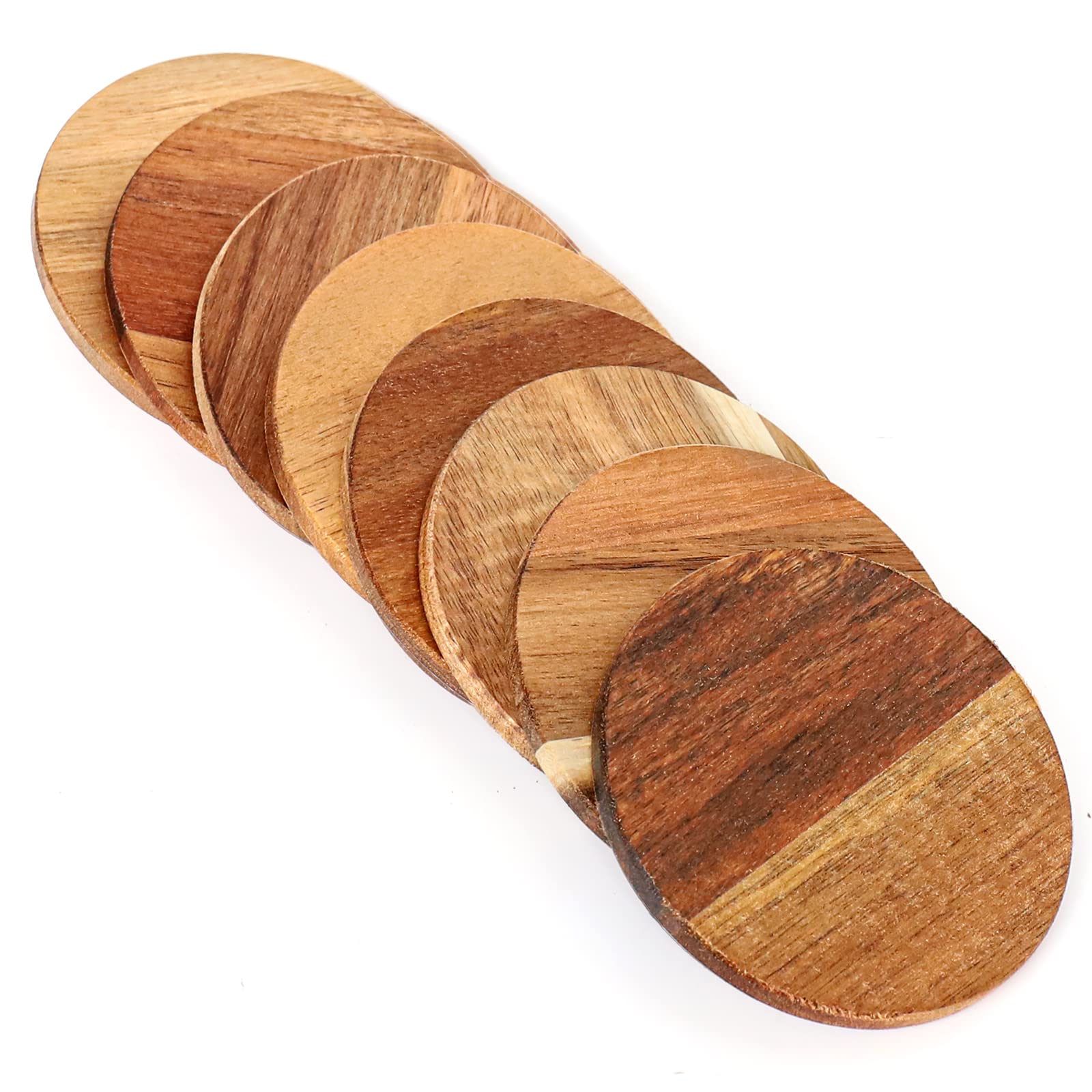 16 Pieces Unfinished Wood Coasters, 4 Inch Round Acacia Wooden Coasters for Crafts with Non-Slip Silicon Dots for DIY Stained Painting Wood Engraving Home Decoration