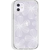 GYZYA for iPhone 11 Case Clear 6.1 Inch with Pattern Design, Protective Slim TPU Cover + Shockproof Bumper for Women and Girls (White Blooming Flowers)