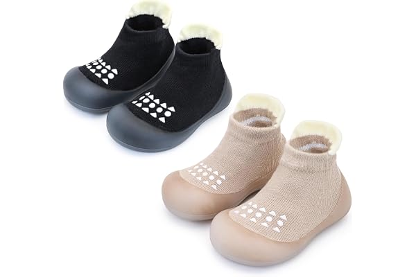 WATAME Baby Sock Shoes Toddler Boy First Walker Crib Shoes Infant Girl Soft Breathable Slippers With Rubber Sole