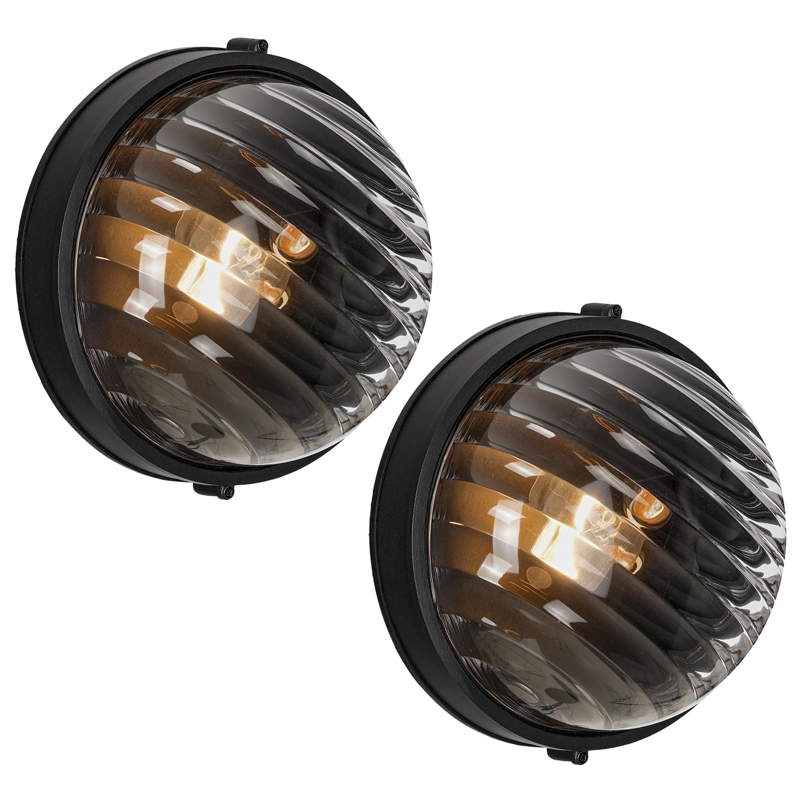 Photo 1 of *** 1 PC *** Luminzone 2Pcs Outdoor Round Bulkhead Light Flush Mount Ceiling, 9.5'' Waterproof Sauna Light Exterior Wall Light Fixtures with Black Aluminum Housing and Thickened Glass, for Deck, Cabin, Porch