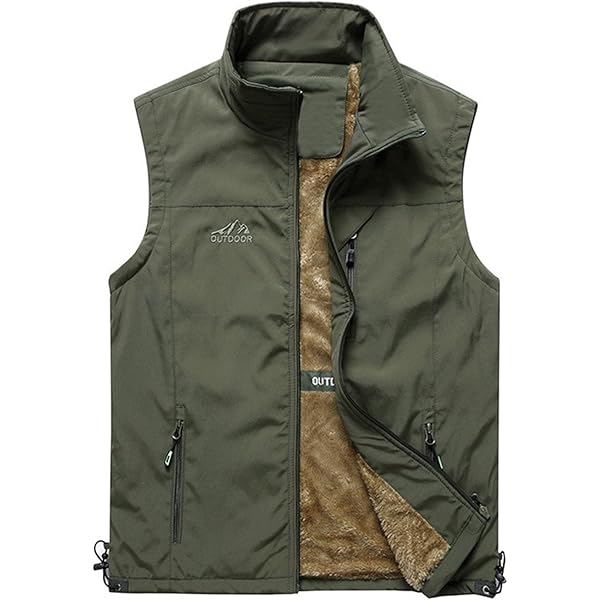 Locachy Men's Lightweight Fleece Vest Casual Full Zip Stand Collar Waistcoat Sleeveless Quilted Jacket Warm Outdoor Vest